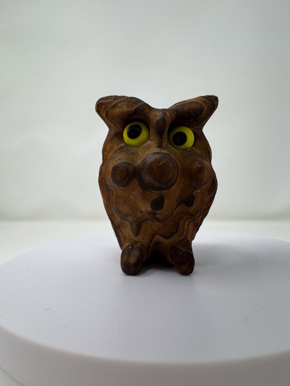Vintage Japanese Hida Wooden Owl Figurine Signed Carved Decor